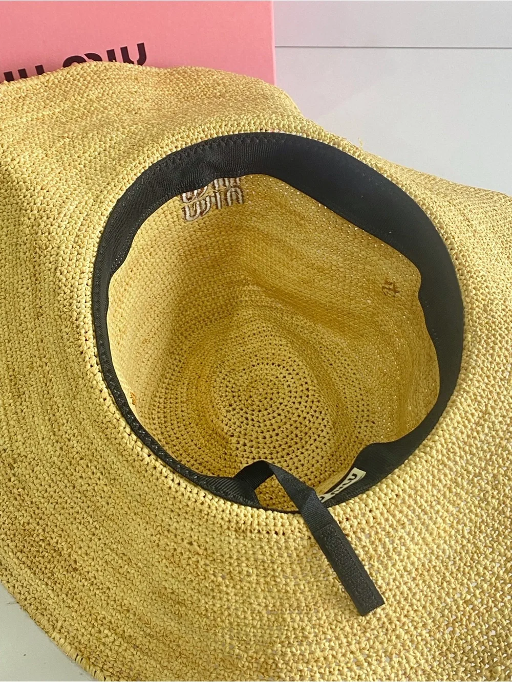 Miu Miu Natural Straw Sun Hat with Red Rope Band